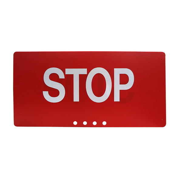 19 5/8x9 3/4 Red Sign, STOP, engineer grade reflective .055g plastic w/ bracket and 2 magnets