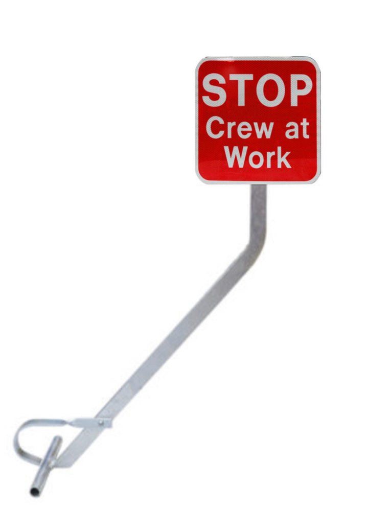 Clamp Use Sign Econ Clamp With Red Stop Crew at Work 12x12 HIP reflective sign ...