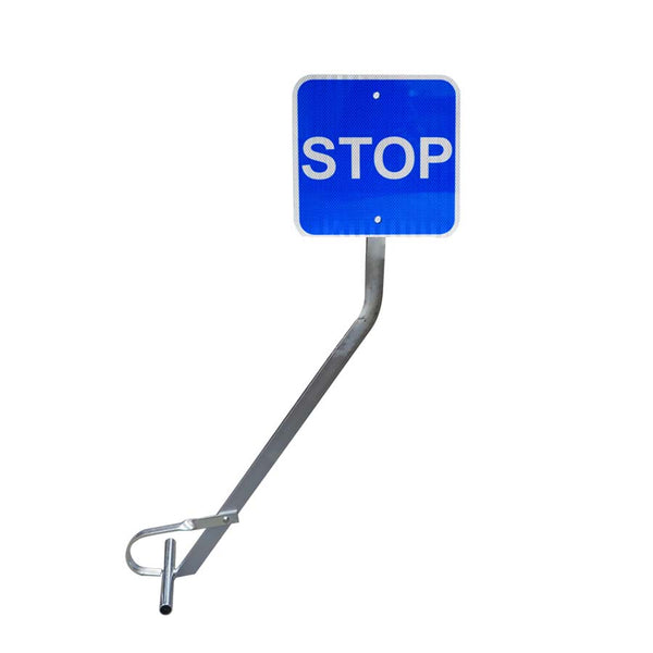 Econ Clamp with 2 12x12 Blue STOP sign, HIP reflective