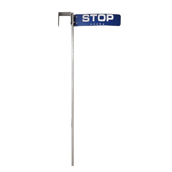 Pole With 16x4 Blue Plastic Sign, STOP, engineer grade reflective