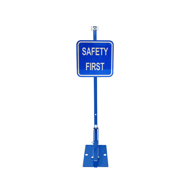 Blue Permanent Mount Base w/ 12x12 Blue Sign,Safety First, HIP reflective
