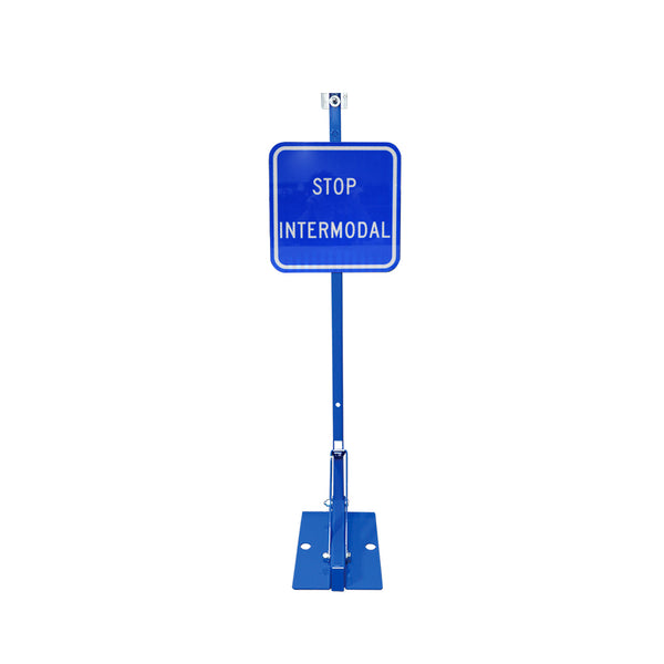 Blue Permanent Mount Base w/ 12x12 Blue Sign,Stop Intermodal, HIP reflective