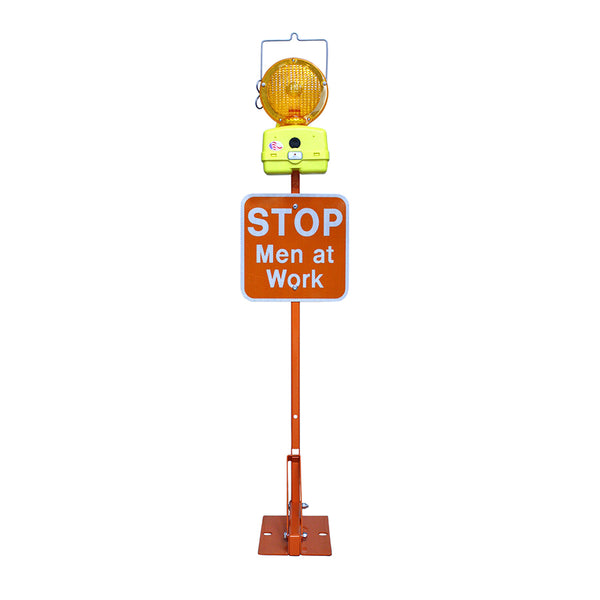 Orange Stand with 12x12 Orange sign, Stop men at work, HIP reflective