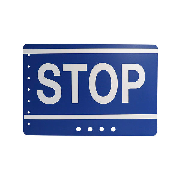 14 3/4 x 10 Blue Stop sign plastic double sided, engineer grade reflective lettering