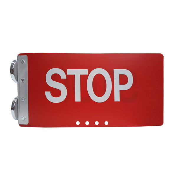 Red Plastic Sign 19.5x9.5 STOP, engineer grade reflective with Bracket & 2magnets
