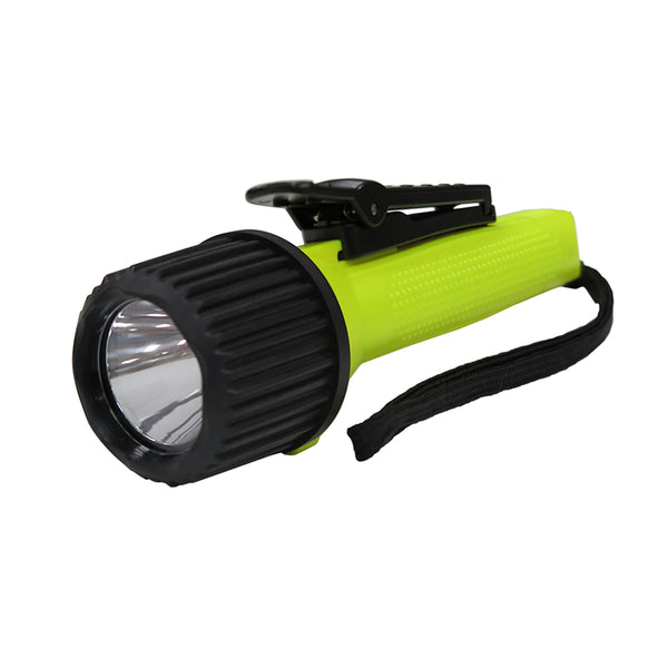 1W 120 Lumen LED Flashlight Yellow with belt clip UL Listed 4AA batteries (not incl)