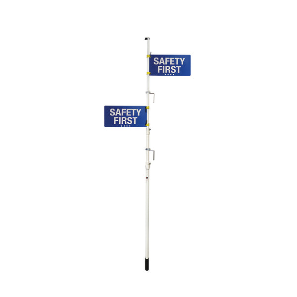 Safety flag staff 4ft-12ft, 2 Blue plastic 19 5/8x9 Â¾ Safety first signs, engineer grade reflective
