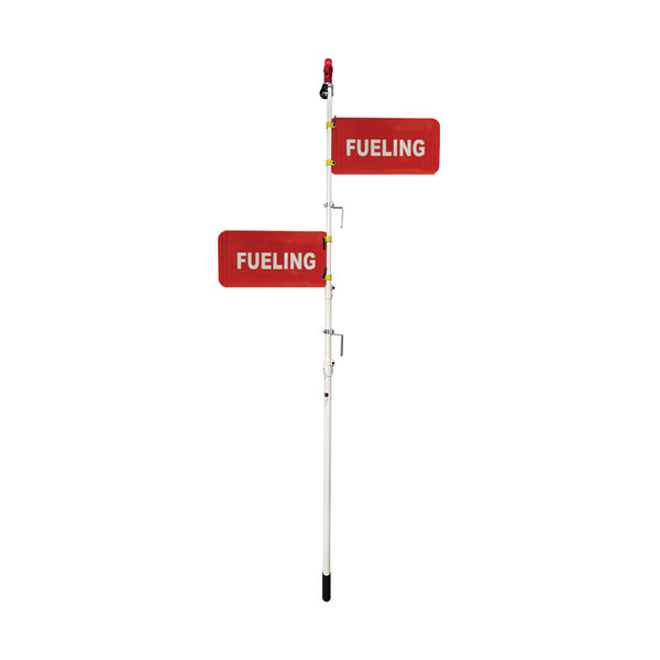 Safety flag staff 4ft-12ft, 2 Red aluminum 17 3/4 x9 1/4 Fueling signs, HIP reflective and M50R-LED