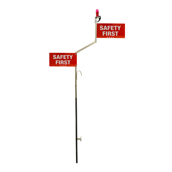 Locomotive Staff Alum. Angled w/M50R-LED and red aluminum SAFETY FIRST signs