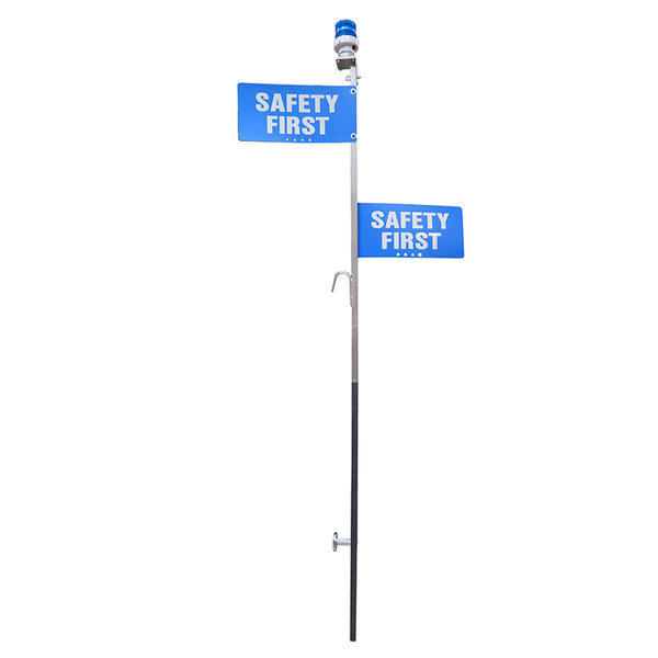 Locomotive Staff Alum.Straight with 2- 19 5/8x 3/4 Blue Safety First signs, engineer grade reflective lettering and KE-501 BB