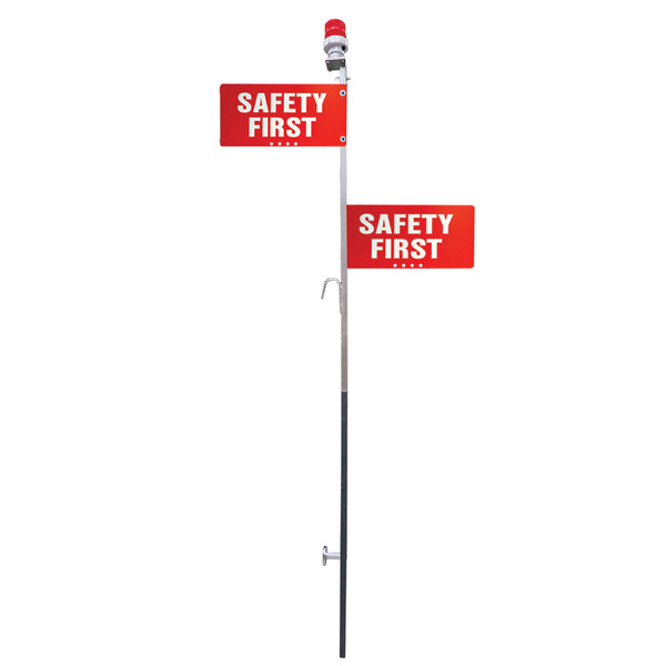 Locomotive Staff Alum.Straight with 2- 19 5/8x9 3/4 Red Safety First signs, HIP reflective and KE-501 R