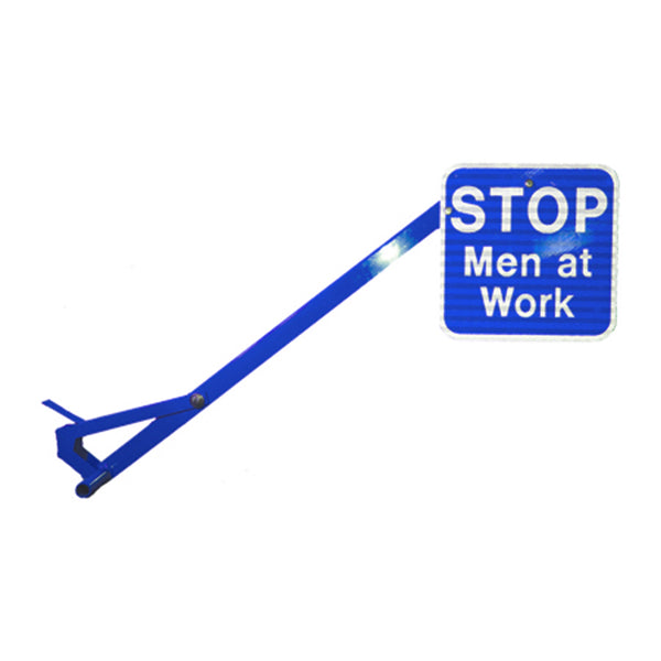 Portable Clamp Blue With 12x12 Blue Stop Men at Work sign, HIP reflective