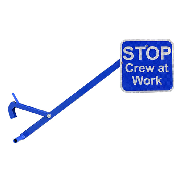 Portable Clamp Blue With 12x12 Blue Stop Crew at Work sign, HIP reflective
