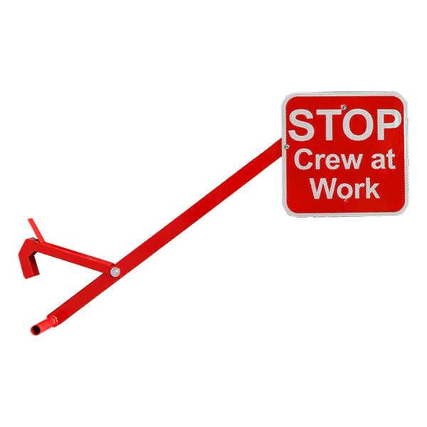 Portable Clamp RED W/ 12X12 Stop Crew At Work