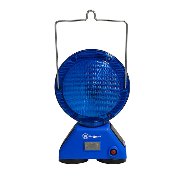 Blue 4 LED Solar barricade light photo cell, tilt switch, handle/s hook and 2 magnets