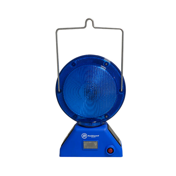 Blue 4 LED Solar barricade light photo cell, tilt switch, handle & S Hook