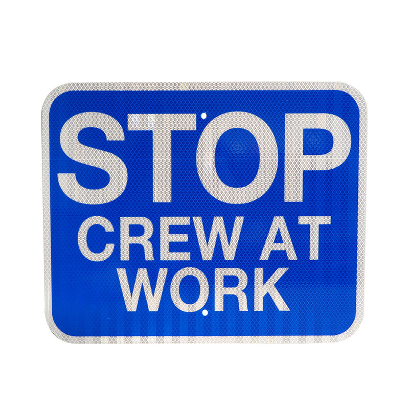 15x12 Blue Crew at Work sign, HIP reflective – Railhead Corporation